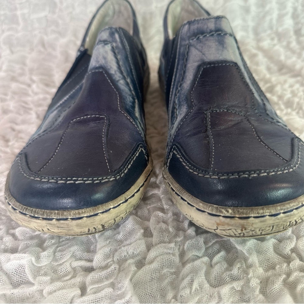 Kacper Blue Leather Distresses Shoes EU40 /US8 - Picture 11 of 13